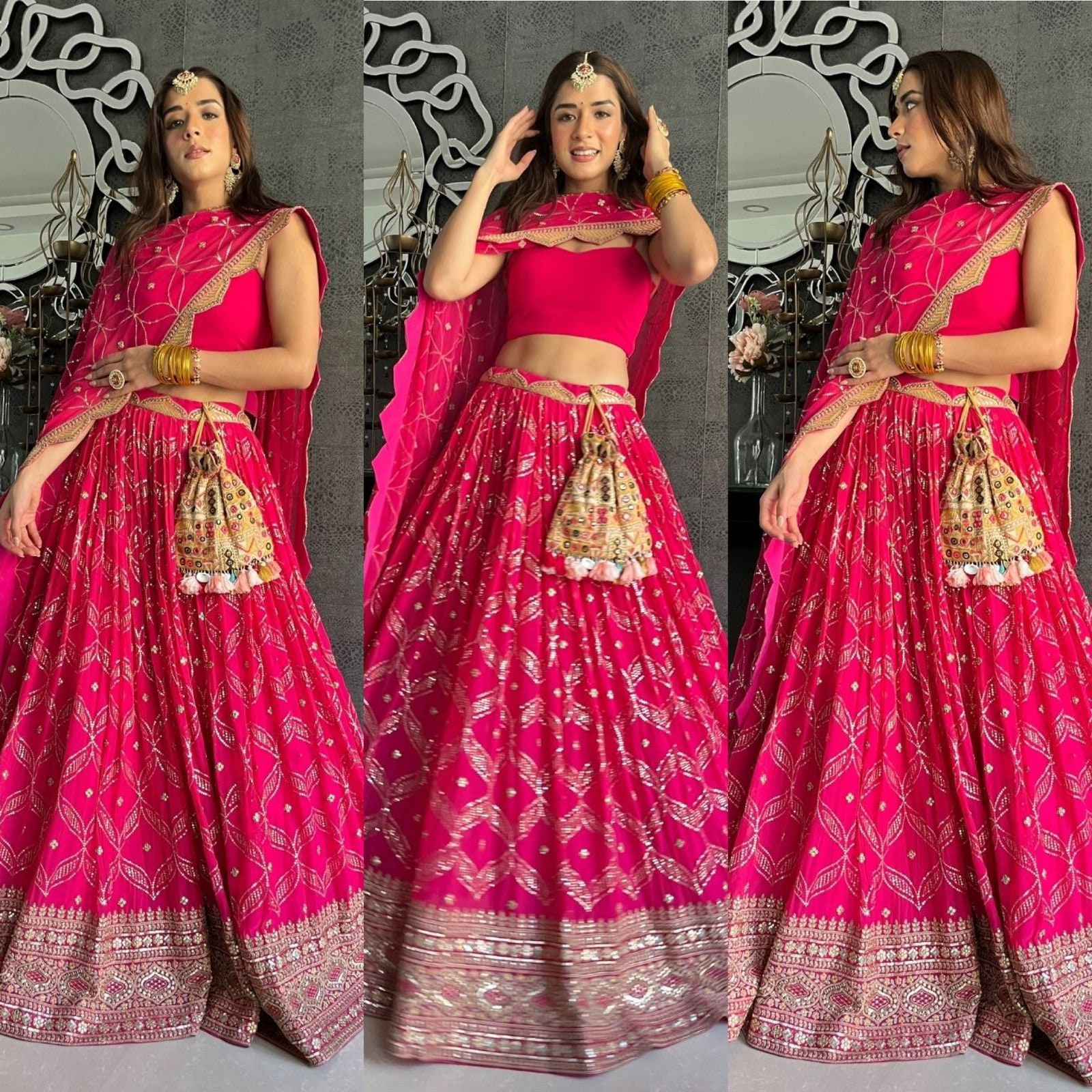 Magenta Pink Lehenga Etsy Canada