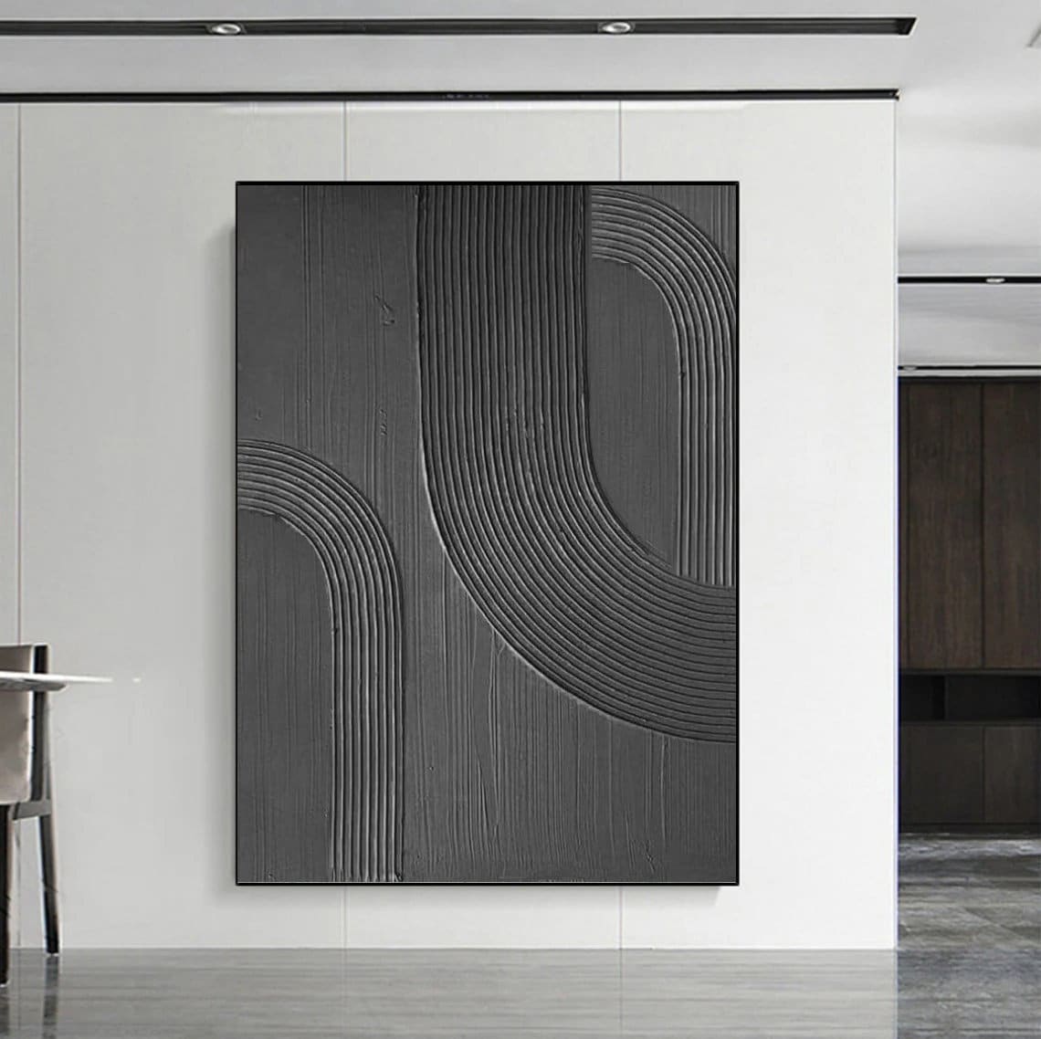 Arch Wall Art Black Minimalism Painting Black Wall Art Black Etsy