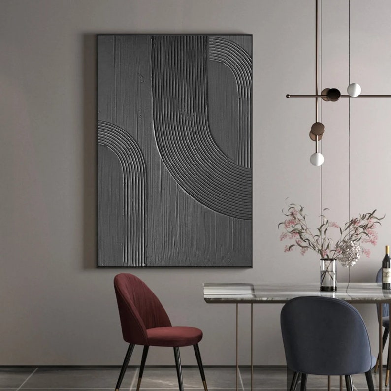 Arch Wall Art Black Minimalism Painting Black Wall Art Black Etsy