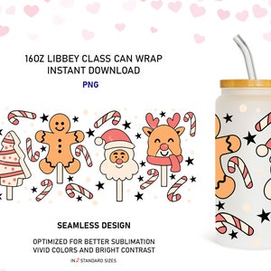 Christmas Libbey Glass Can Wrap: Gingerbread Design (PNG Digital Download)