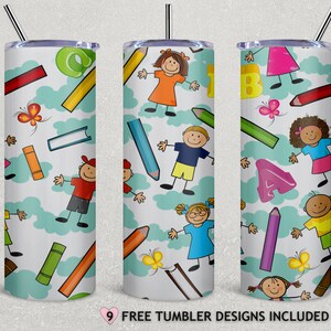 Emballage de gobelet à crayons pour enseignant : 20 oz, design mince en sublimation (téléchargement numérique PNG)