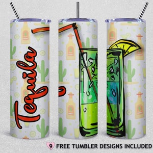 Tequila Tumbler Sublimation Design: Funny 20oz Skinny Wrap (PNG)