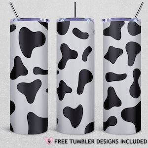 Cow Print Tumbler Design, Cow Pattern 20oz Skinny Tumbler Wrap, Seamless Cow Tumbler Template for Straight and Tapered Tumblers, PNG