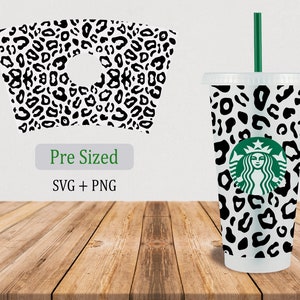 Leopard 24oz Venti Cold Cup Wrap SVG PNG (Digital Download)