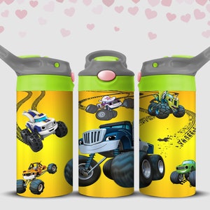 Car Truck Tumbler Wrap: Kids 12oz Skinny Design (PNG Digital Download)