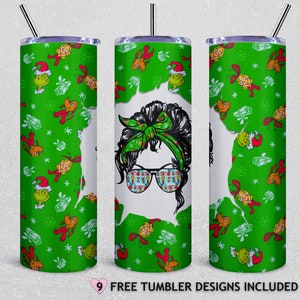 Grinch Weihnachten Tumbler Wrap PNG: 20 Unzen Skinny Sublimation (Digitaler Download)