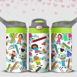 School Kids Tumbler Wrap: 12oz Skinny Design (Digital Download)