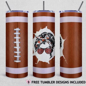 Football Mom Tumbler Sublimation Design: 20oz Skinny Tumbler Wrap (PNG)