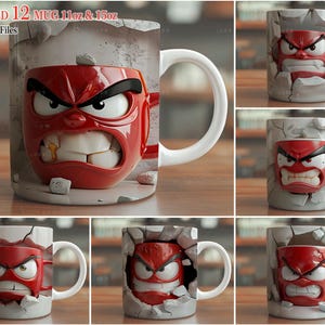 Angry Red Mugs Bundle Mug Wrap, 12 Angry Red Design For 11oz 15oz Mug, Mug Sublimation, Mug Wrap Sublimation