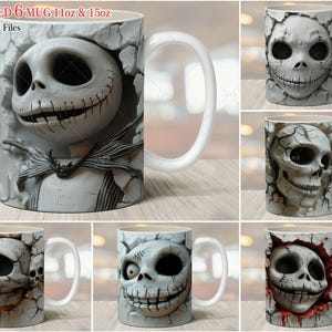 Halloween Skeleton Mug Wrap, 6 Halloween Design For 11oz 15oz Mug, Mug Sublimation, Mug Wrap Sublimation