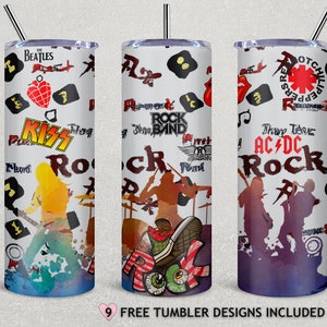 Rock bands tumbler wraps, rock tumbler png, digital tumbler designs, heavy metal tumbler, popular 20oz tumbler designs, PNG