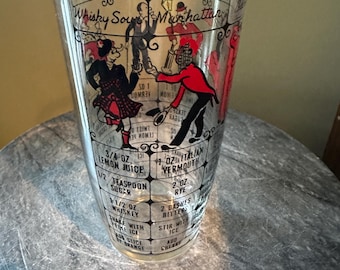 Glass Drink Shaker with Recipes ~ Vintage Barware