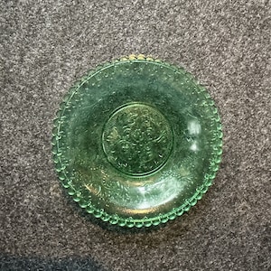 Green Depression Glass Dish Coaster ~ Vintage