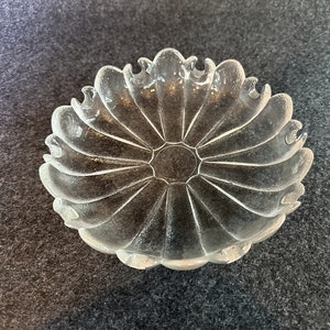 Frosted Glass Candy Dish with Irregular Rim ~ Vintage