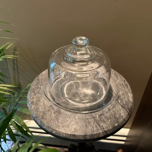 Glass Domed Round Cheese Plate ~ Vintage