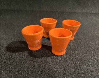 Orange Ceramic Drink Cups/Custard Cups/Ramekins ~ Vintage/Retro 1960's ~ Unique!