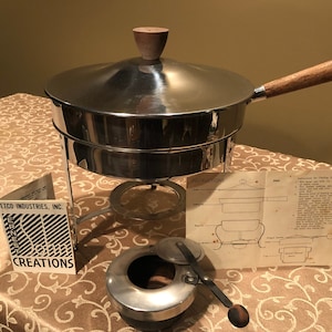 ETCO Industries Chafing Dish with Wood Knob & Handle ~ Vintage