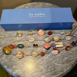 Collier Lia Sophia Perles De Verre - Longueur 18-21 Pouces - Doré Multicolore - Neuf Avec étiquettes
