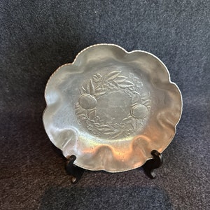 Hammered Aluminum Bowl with Fruit Pattern ~ Vintage
