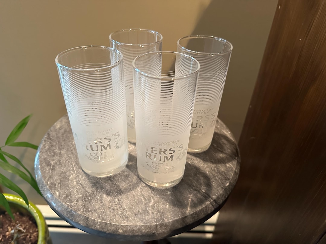 MYER'S RUM Frosted Highball Glasses ~ Set of 4 ~ Vintage - Etsy