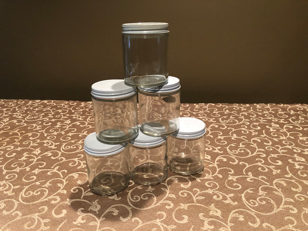 Vintage Clear Glass Jars With Metal Lids Set of 6 Etsy