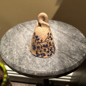 Pottery Clay Bell with Blueberries ~ Vintage