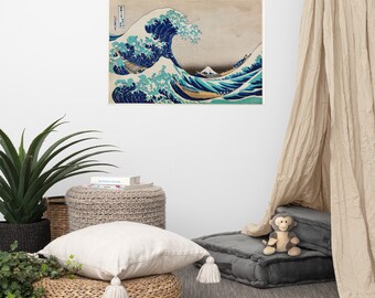 Arte mural único - Katsushika Hokusai - Póster - Arte mural oceánico - Arte japonés - La Gran Ola