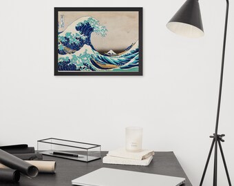 Unique Wall Art - Katsushika Hokusai - Póster - Ocean Wall Art - Arte japonés - La Gran Ola - Póster enmarcado