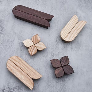 Wood Cabinet Pulls Handles Wooden Kitchen Handles Black Walnut Oak Drawer Pull Minimalist Wood Dresser Knob Yihuanghardware 2.5&quot;3.78&quot;5&quot;7.56&quot;