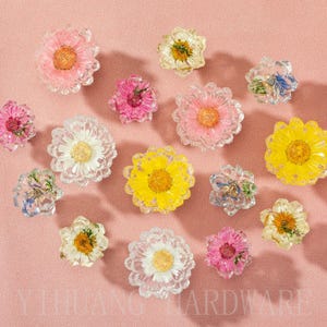 Colorful drawer knobs,Mini flower dresser knob pull,Yellow Blue White Green Pink cupboard door knob,Unique Resin Brass gold cabinet knob