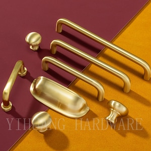 Brushed Brass Gold Cabinet Hardware: Minimalist Drawer Pulls, Nordic Style