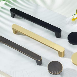 Brushed gold drawer knobs,Solid Brass kitchen handles,Bronze Black Cupboard pulls, Modern Cabinet hardware,Yihuanghardware 3.78&quot;5&quot;6.3&quot;7.56&quot;