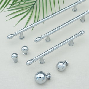 3.78"5"7.56"Chrome Silver Cabinet Knobs Handles Solid Brass Dresser Pulls Modern Kitchen Door Knobs Unique Drawer Pulls Knob Yihuanghardware