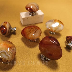 Natural Agate knobs, Mini Irregular Texture Knob,Unique stone drawer knobs, Agate Dresser Knob,Brown cupboard handle, Art deco cabinet pull