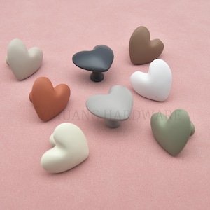 Colorful Heart Drawer Knobs, Cute Knobs for Cabinets, Unique Kids door knobs, White Orange  Gray Green Blue dresser Knob, Home Decor