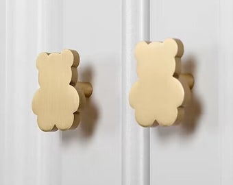 Solid Brass Bear Knoppen Gouden Dier Kabinet Knoppen Unieke Lade Knoppen Handgrepen Babykamer Dressoir Handvat Pull Gift Kast Knop Yihuanghardware