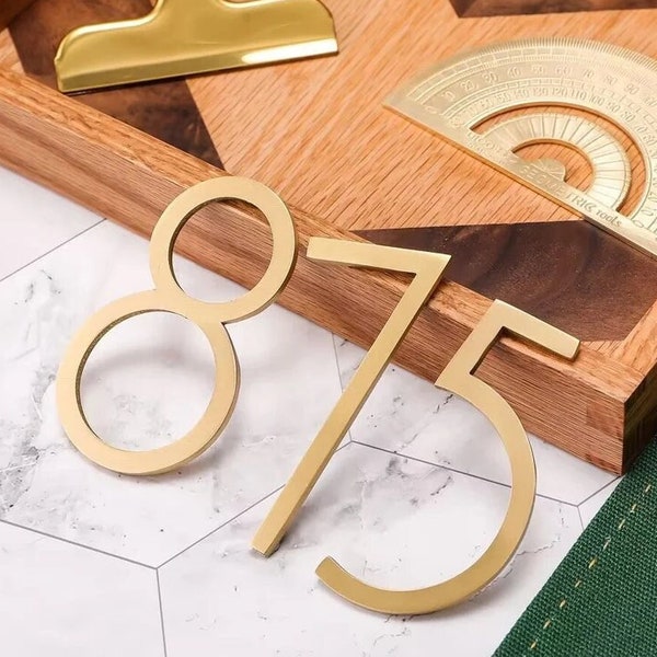 6CM Solid Brass House Numbers Business Office Door House Numbers Gold Room Numbers Sign Mailbox Numbers Wall Decor Hardware Yihuanghardware
