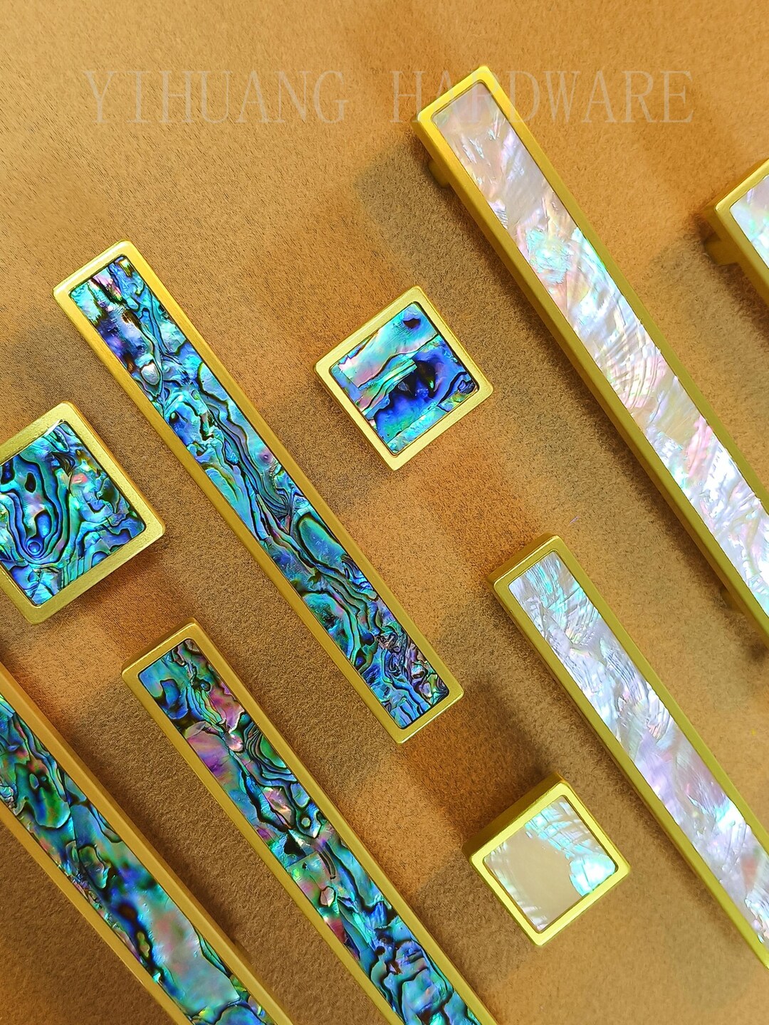 Luxury Natural Shell Cabinet Knobs,drawer Knob Pull,brass Blue Green ...