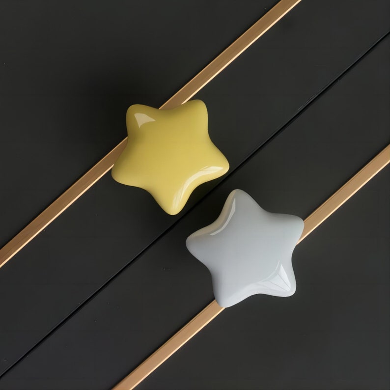 Colorful Star Ceramic Knob for Cabinets Dresser Knob Drawer Knob Yellow Blue Green Pink White Unique Kid Knobs Home Decor Yihuanghardware zdjęcie 9