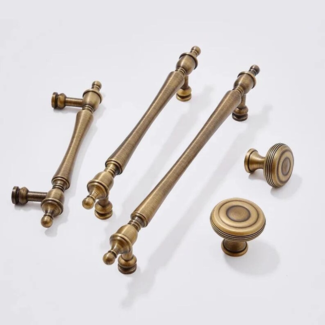 Gorgeous Solid Brass Cabinet Pulls Vintage Drawer Knobs Nordic Brushed ...