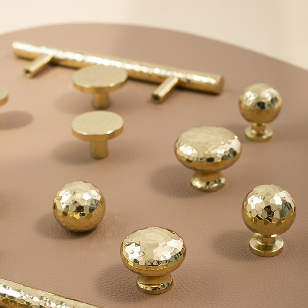 Hammered Knobs Pulls Solid Brass Drawer Pull and Knob Pull Knob Mini Dresser