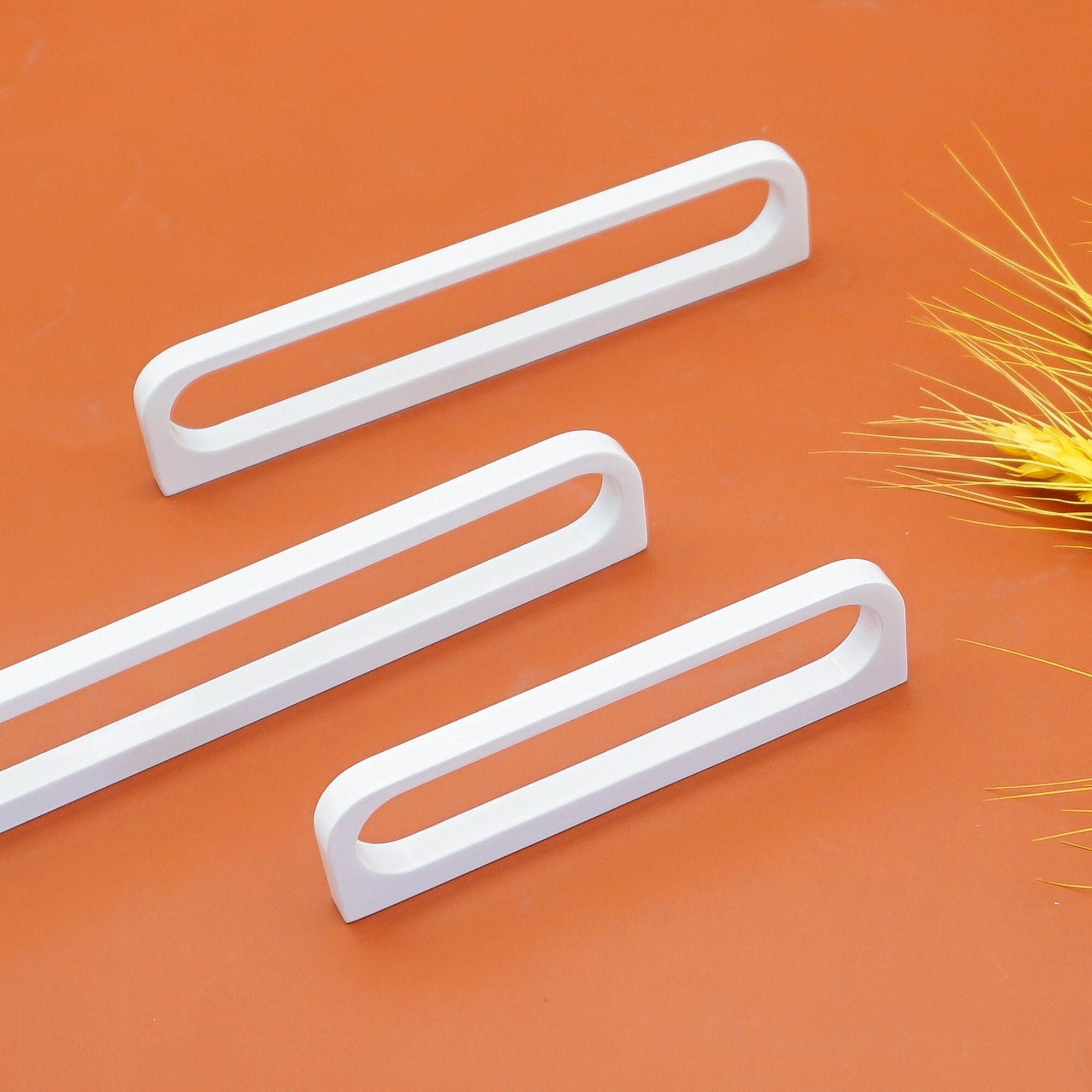 White Hollow Handles Unique Drawer Pulls Knobs Modern Kitchen Etsy