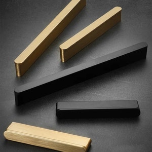 Brushed Gold Drawer Pulls Knobs Black Cabinet Pulls Modern Wardrobe Closet Handles Black Cabinet Hardware 2.5"3.78"5"6.3"7.56''10"12.6"