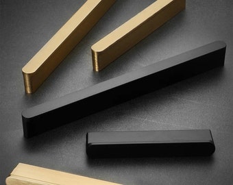 Brushed Gold Drawer Pulls Knobs Black Cabinet Pulls Modern Wardrobe Closet Handles Black Cabinet Hardware 2.5"3.78"5"6.3"7.56''10"12.6"