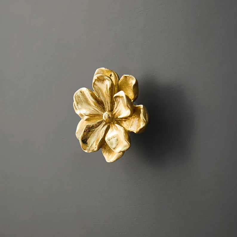 Unique fleur commode boutons exquis camélia tiroir bouton tirer armoire tirer cadeau or bouton de porte en laiton or armoire matériel Yihuanghardware image 6