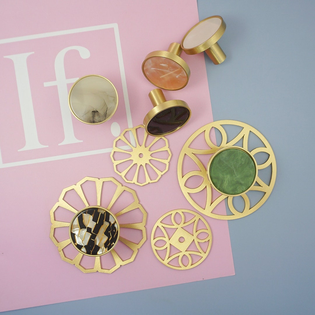 Colorful Drawer Knobs Unique Modern Brass Knobs Deco Dresser Etsy