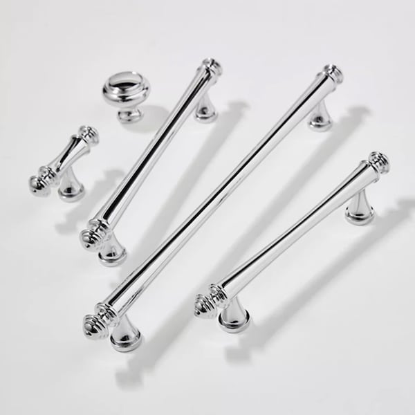 Chrome Drawer Knobs Handles Modern Dresser Pulls Art Deco Cabinet Pull T bar Knobs Gift Chrome Cabinet Hardware Yihuanghardware 3.78"5"7.56"