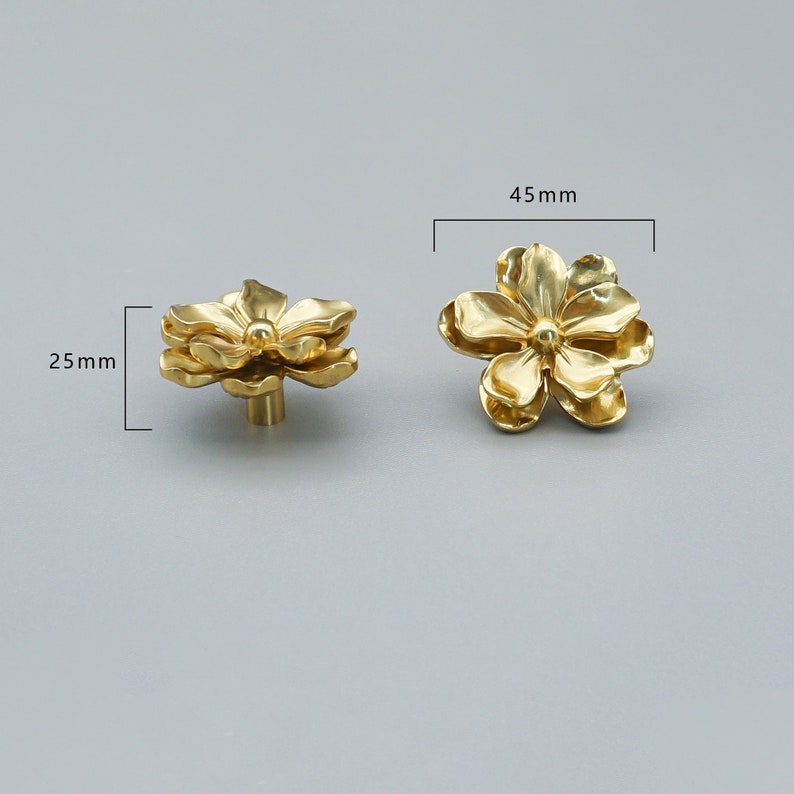 Unique Flower Dresser Knobs Exquisite Camellia Drawer Knob Pull Cabinet Pull Gift Gold Door Knob Brass Gold Cabinet Hardware Yihuanghardware image 5