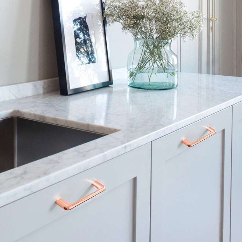 Rose Gold Kitchen Door Handles Modern Stripe Handles Etsy