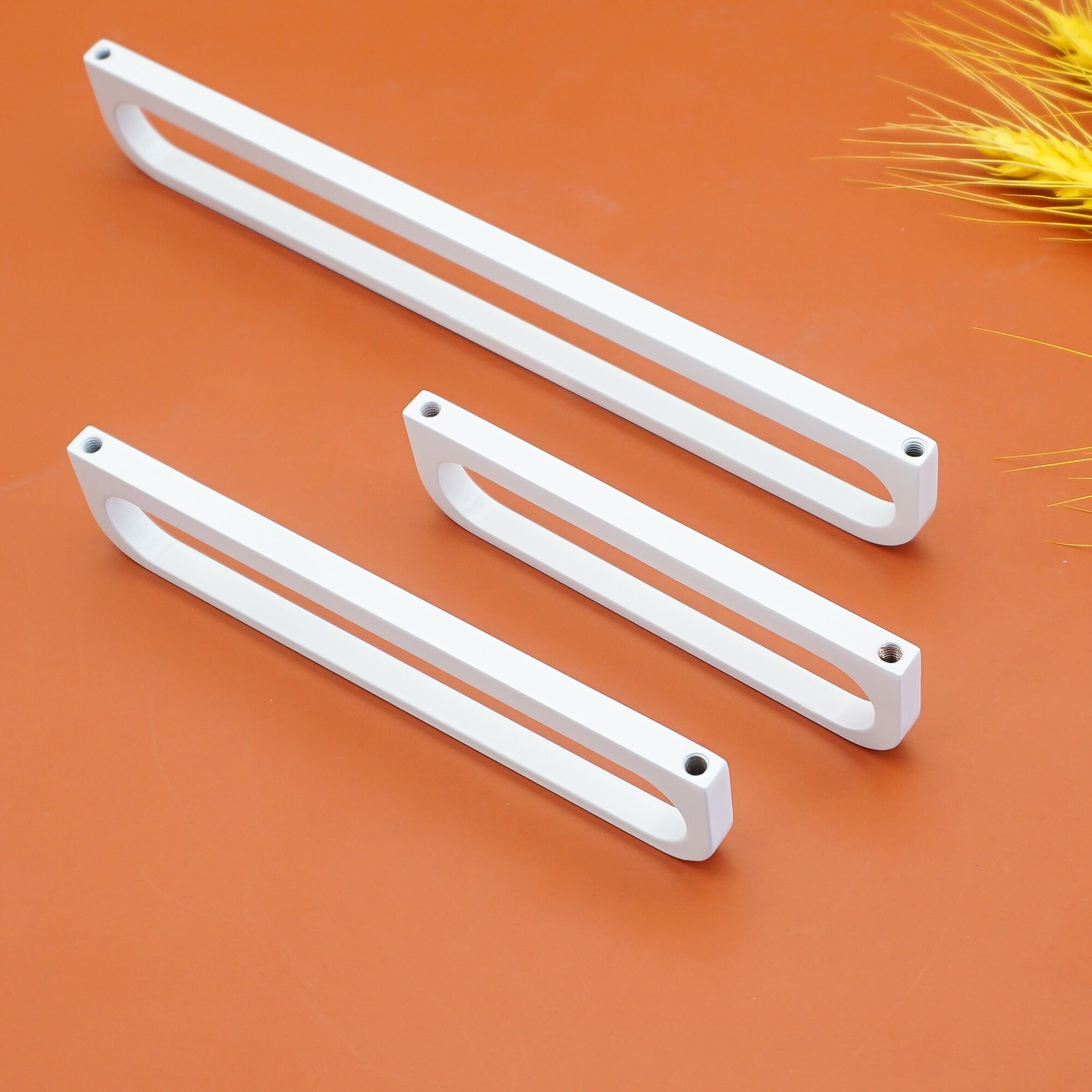 White Hollow Handles Unique Drawer Pulls Knobs Modern Kitchen Etsy